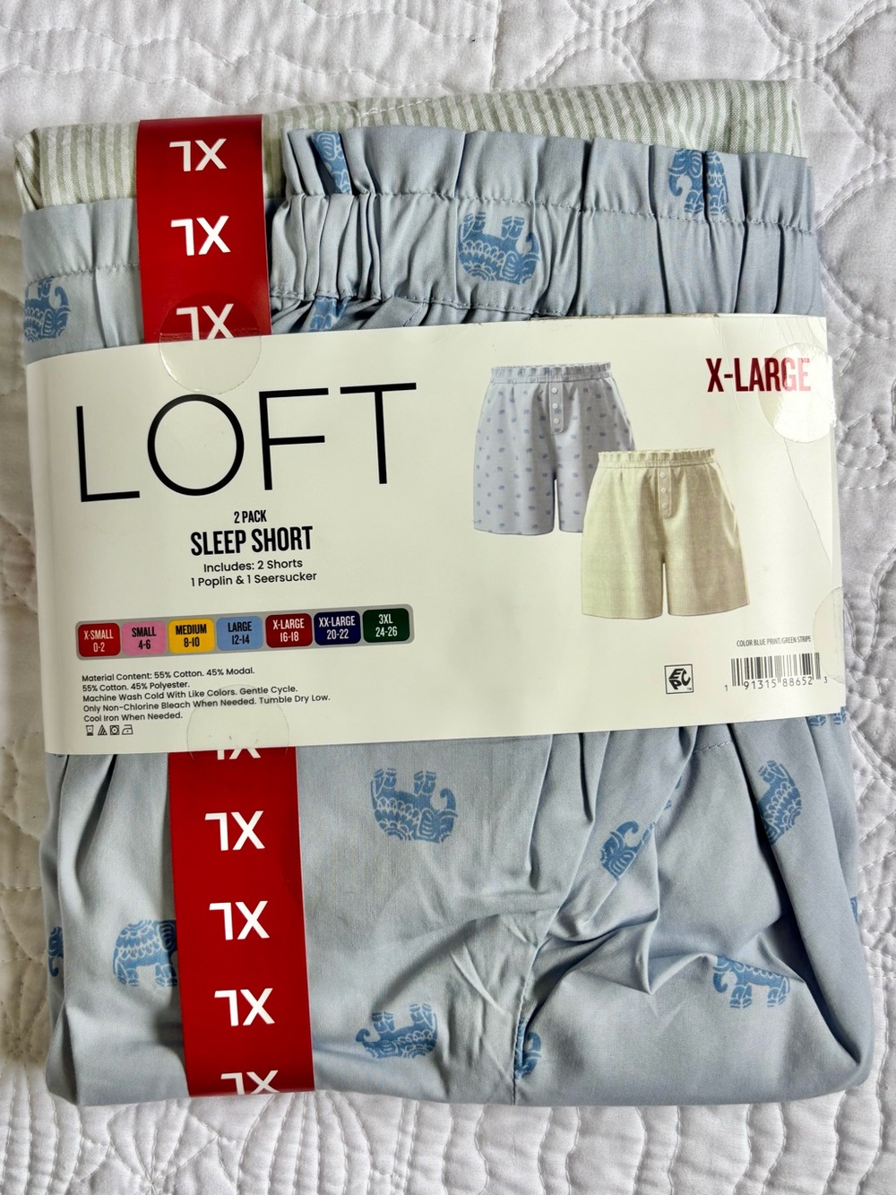 LOFT Women’s 2-Pack Sleep Shorts in Light Blue & Light Green